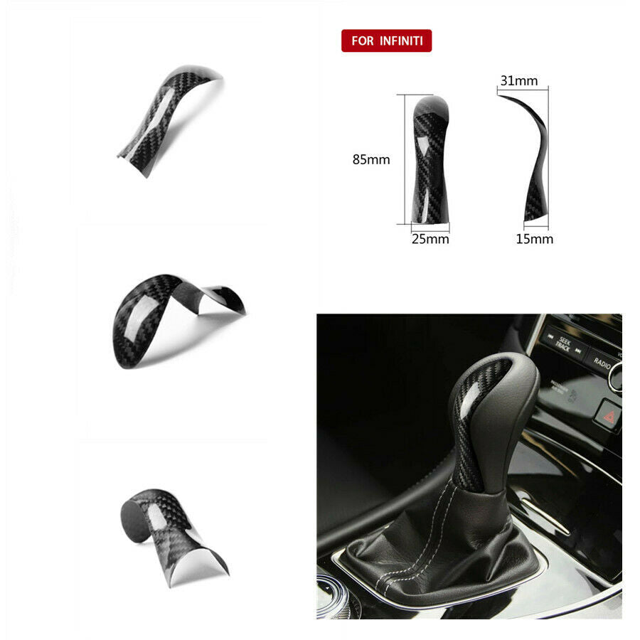 Car Inner Gear Shift Knob Cover Carbon Fiber Color For Infiniti Q50 Q60 2014-19