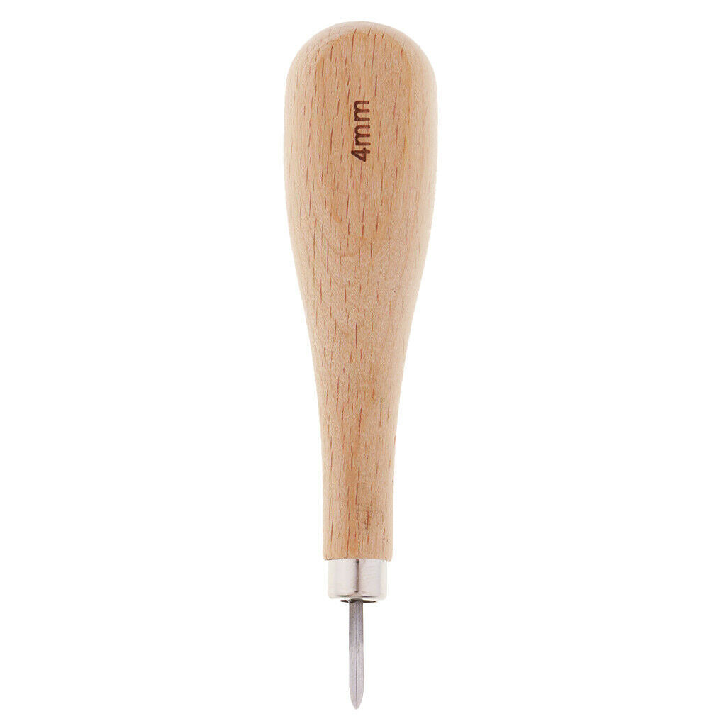 Professional 3 Pcs / Set Leather Tool Wooden Handle Steel Awl for