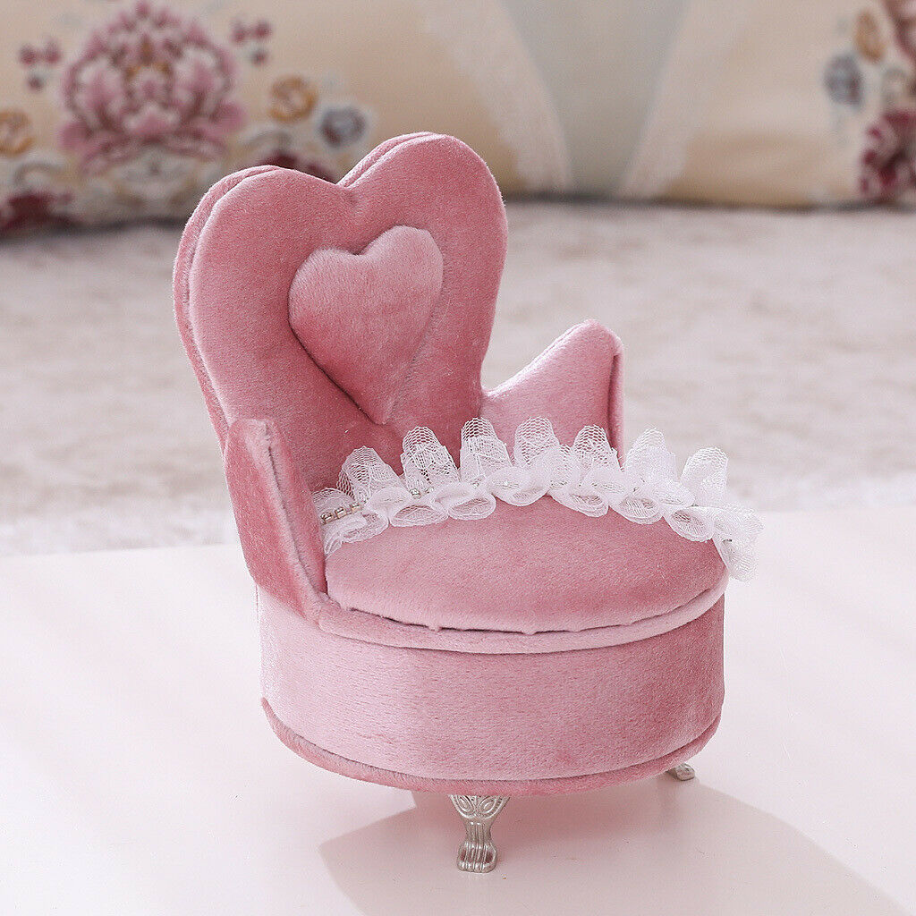 Pink Lace Single Chair Jewelry Box Organizer Travel Case Jewellery Display