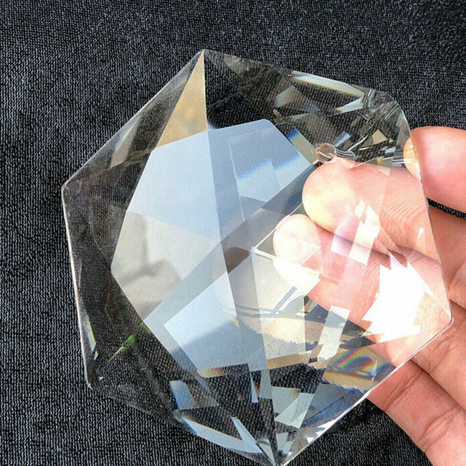 100MM Clear Glass Crystal Large Hexagram Prisms Pendant Suncatcher Fashion