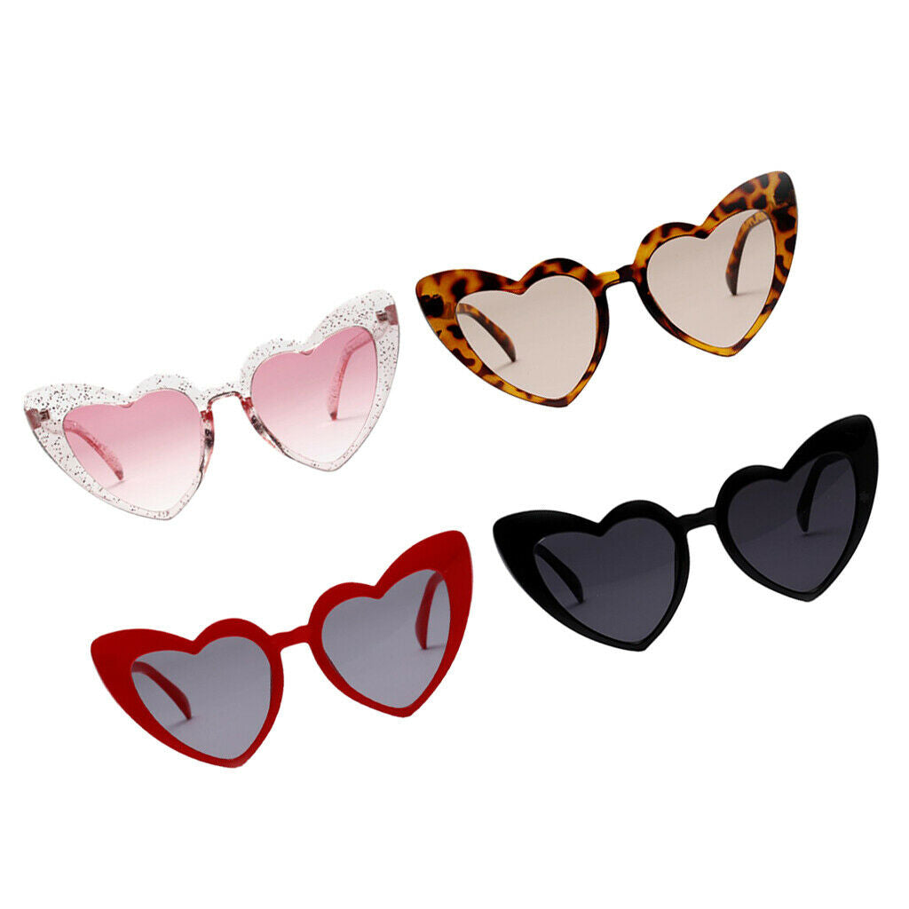 4pcs Chic Heart Shaped Sunglasses Summer Sun Glasses Rave Party Club Eyewear