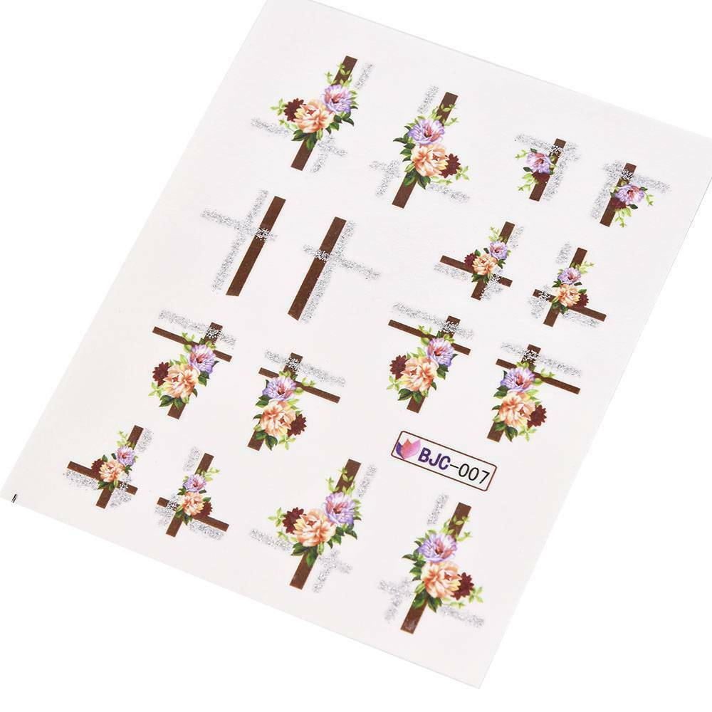 55Pcs Cherry Nail Decals Flower Butterfly Nail Art Water Transfer Stickers Decor