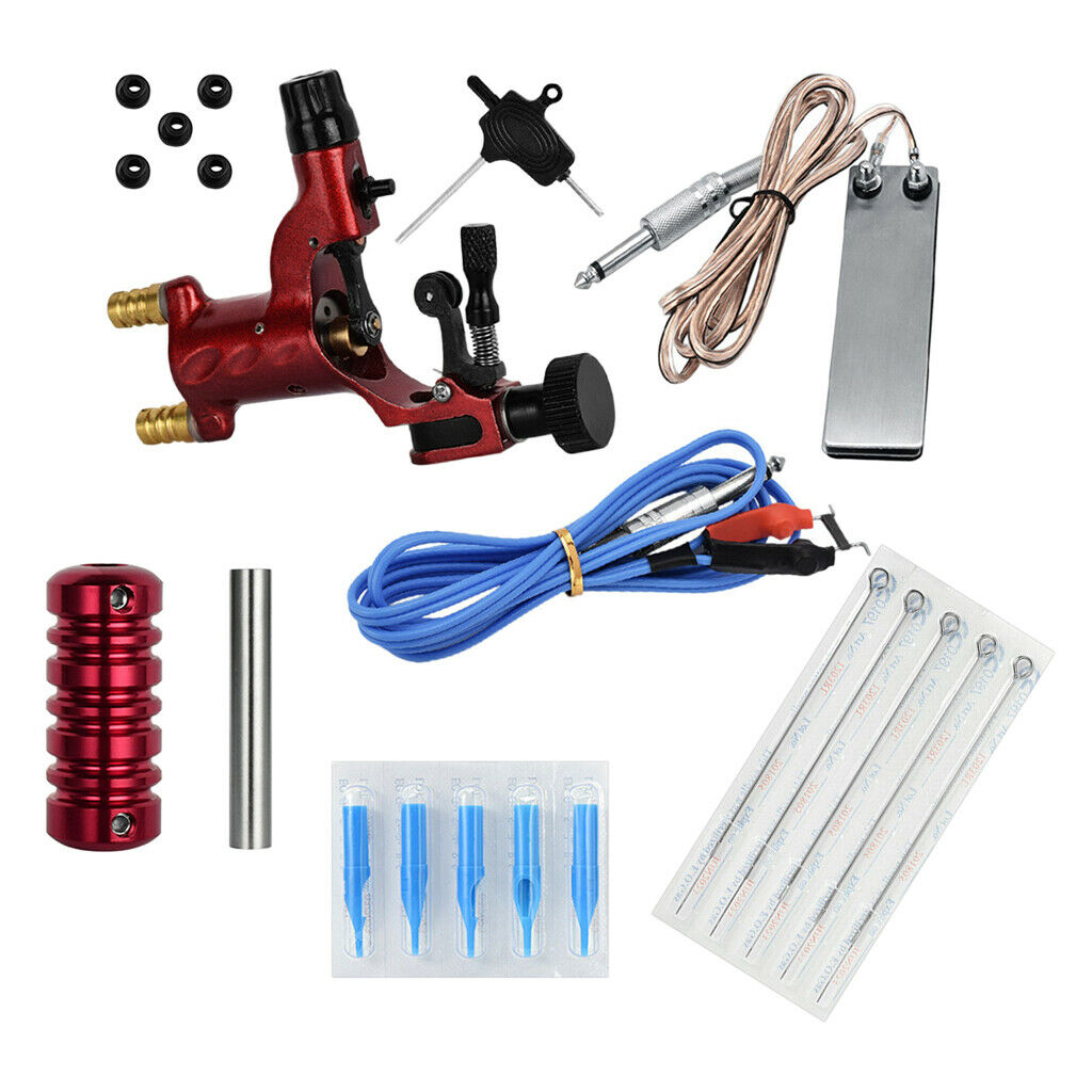 Beginner Complete Tattoo Kit Professional Machine Rotary Tool Set Gun Red