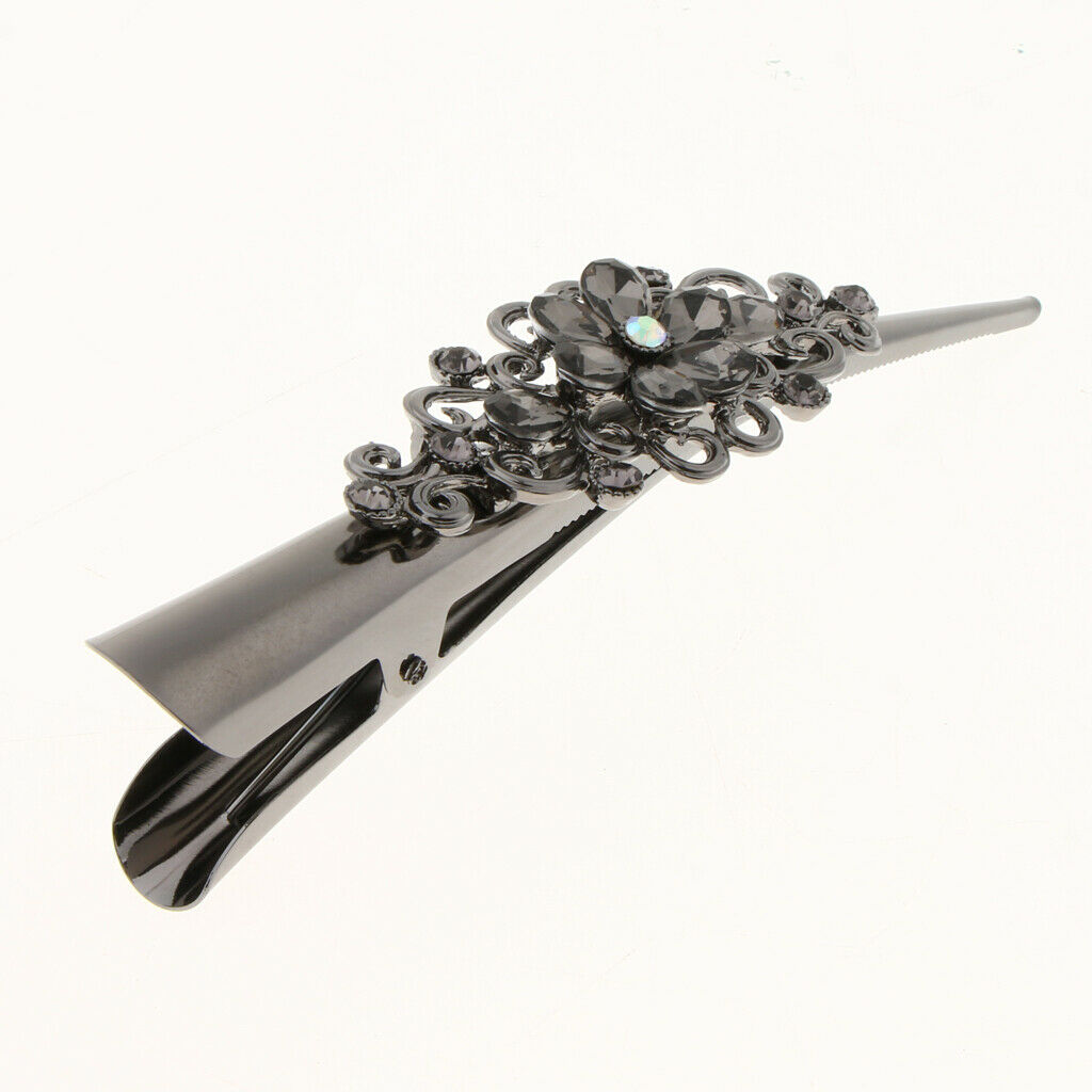 2X Girls Crystal Hair Alligator Clips Crocodile Hair Clasp Hairpin New Black