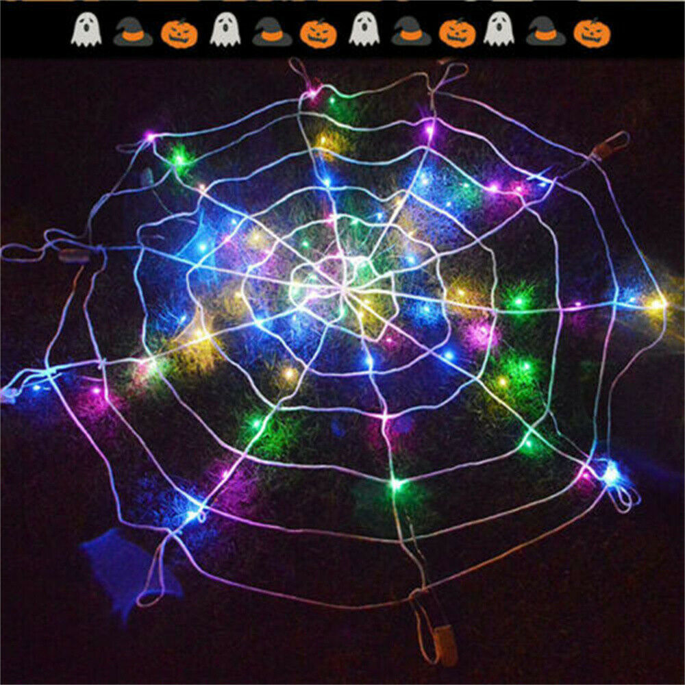 Halloween Giant LED Spider Web Party Props Haunted House Decor Outdoor Decor UK
