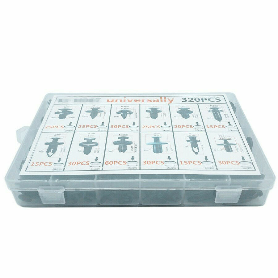 320PCS Auto Fastener Clip Plastic Car Door Bumper Fender With 6PCS Repair Pliers