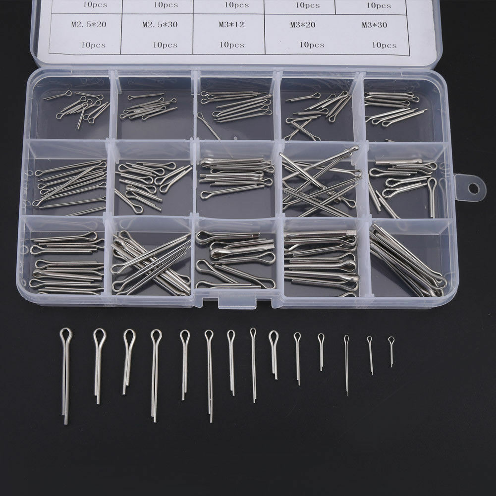 Assorted Metric A2 Stainless Steel Split Pins Split Cotter Pins Kit of 150 Pcs