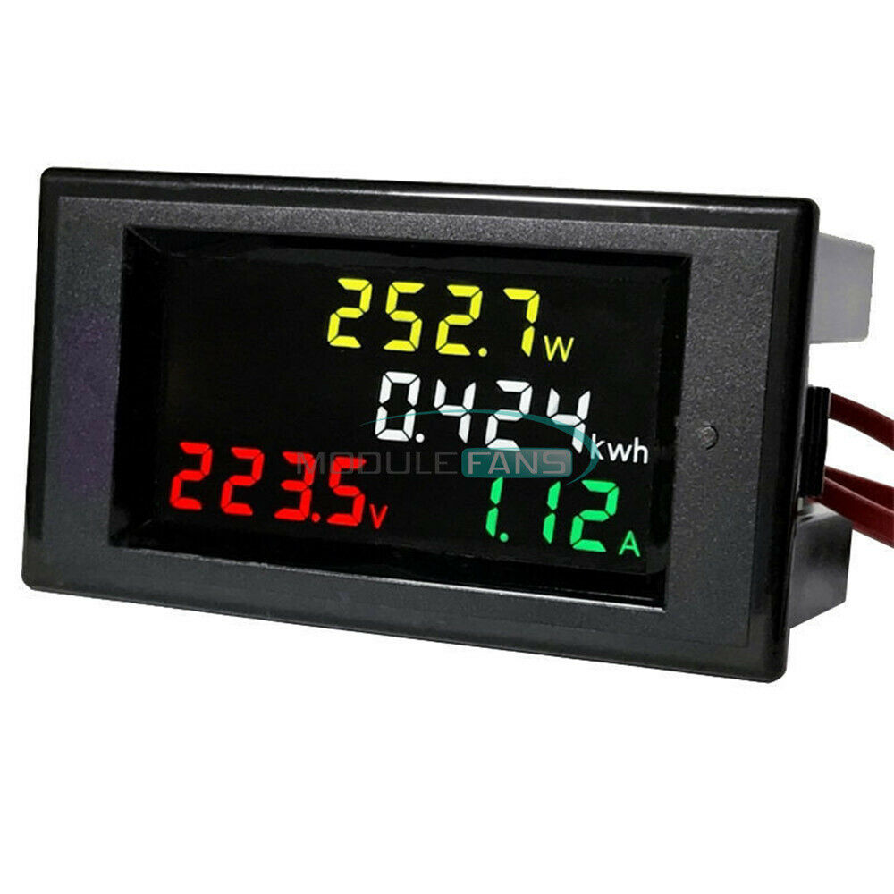 Digital LCD Voltmeter Ammeter Volt Amp Power Kwh Panel Meter 100A AC 80-300V