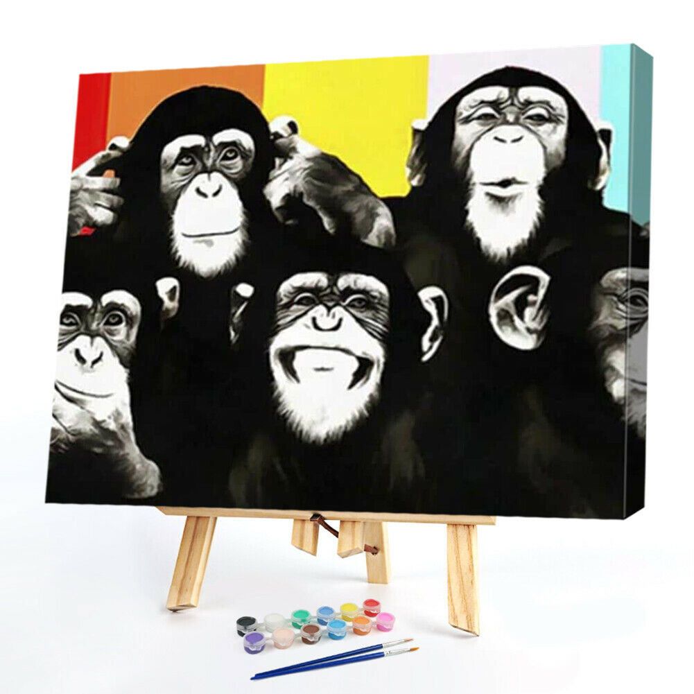 Gorilla Animal Oil Painting By Numbers Canvas Wall Drawing Kit DIY Home Art @