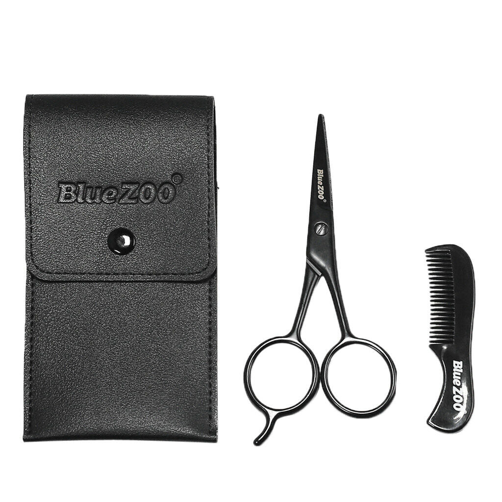 Set of 2 Salon Beard Shears Scissors Precise Facial Hair Trimmer w/Comb Set