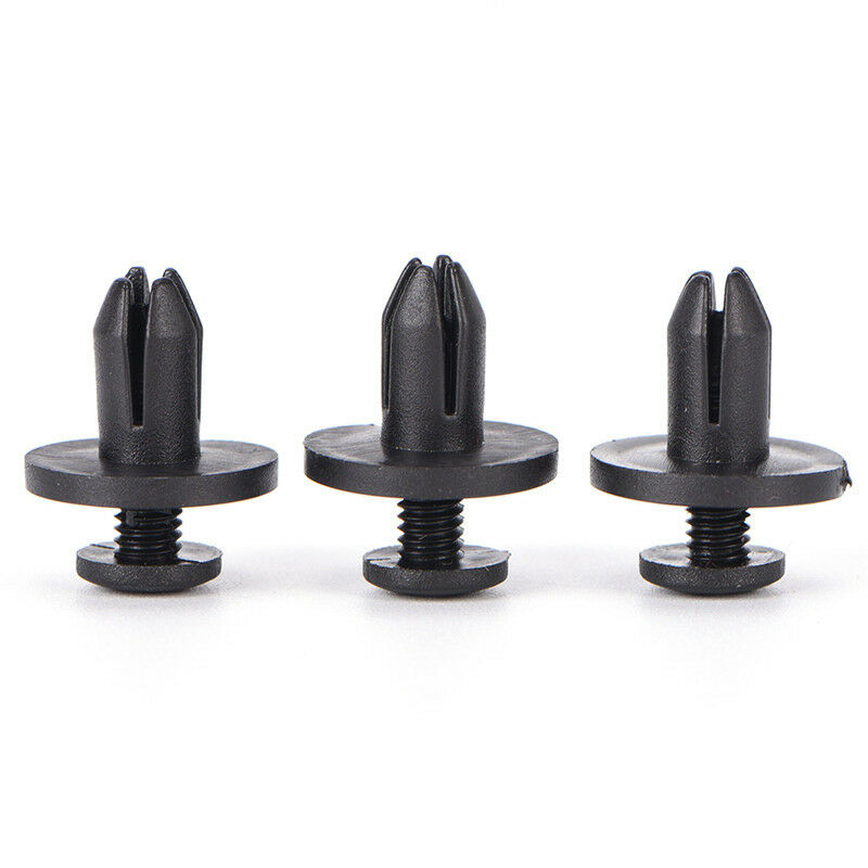 50pcs 6 mm Auto Car Bumper Fender Retainer Push Black Plastic Clips Fasten H Lt