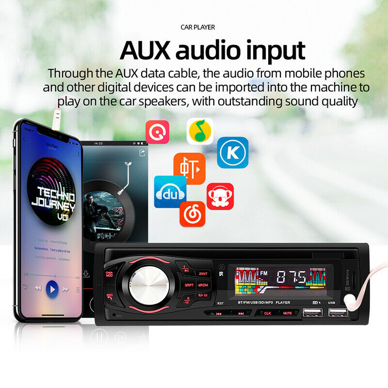 Single Din Car Stereo LCD Bluetooth Audio Multimedia MP3 USB FM Radio Receiver
