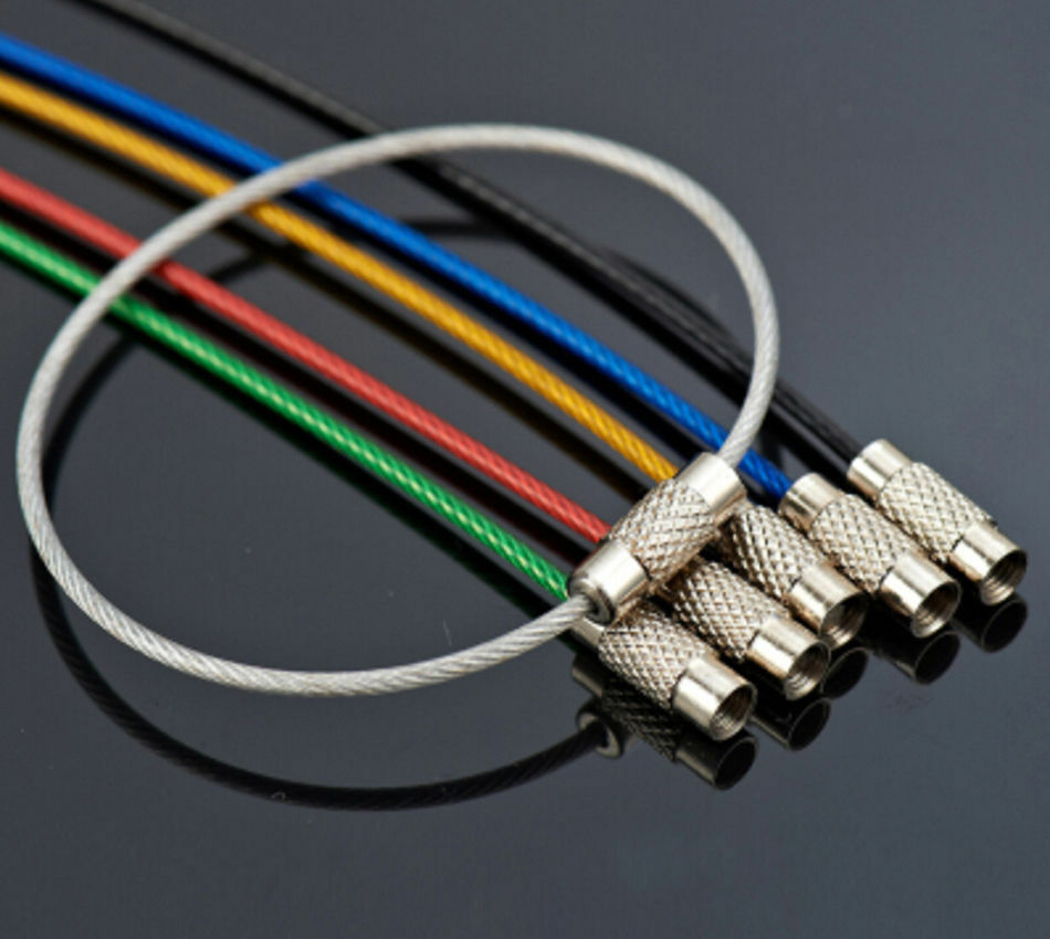 5PCS Stainless Steels Wire Keychain Cable Key Ring Chain Outdoor Hiking Style