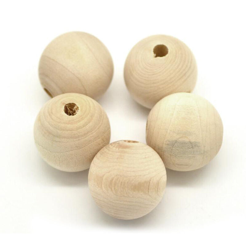 Hot 100PCS 18mm Round Wood Bead Rondelle Spacer Wooden Bead Natural Wood BeaDD