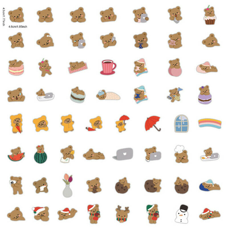 60x Cute Cartoon Little Bear Hand Account Stickers For Laptop Luggage Dec.l8