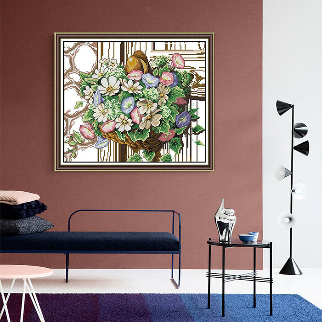 Flower Basket Cross Stitch Kits Beginner Adults Embroidery 14CT Home Decor