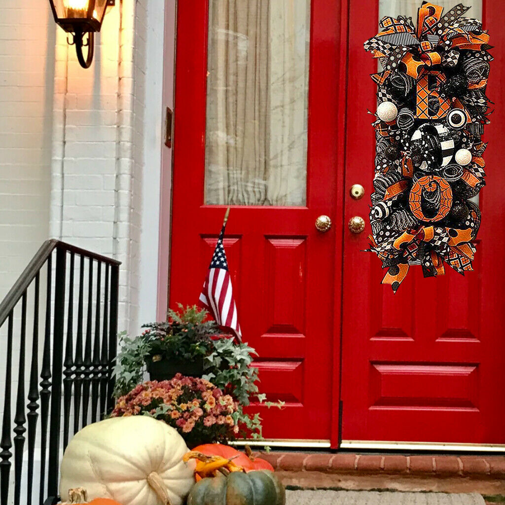 Halloween Wreath Boo Letter Durable for Home Door Halloween Decorations