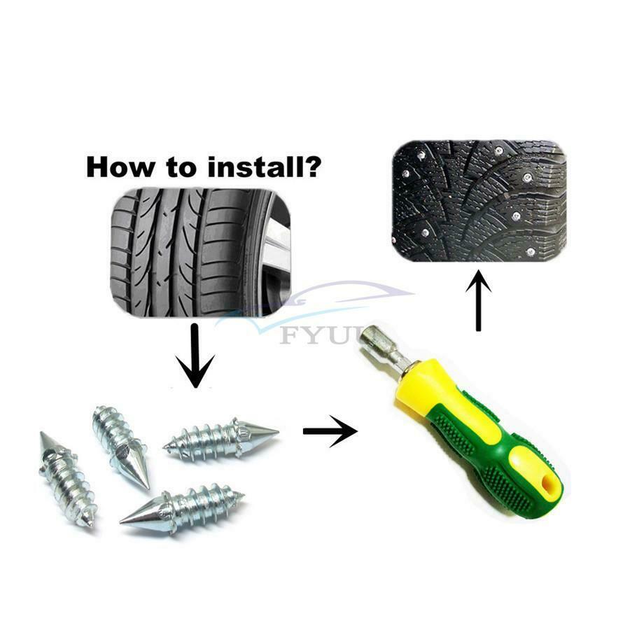 50Pcs Auto Car Tires Studs Spikes Wheel Anti-Slip Screw Studs+Installation Tool
