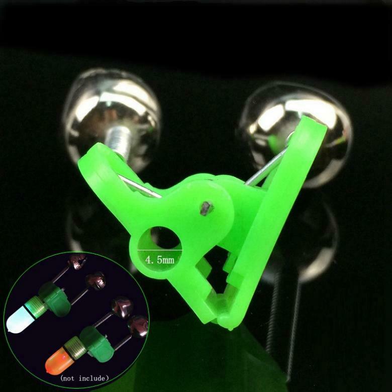 5 PCS Fishing Bite Bait Alarm 2 Bells Light Rod Tip Clip Alert Bell Ring