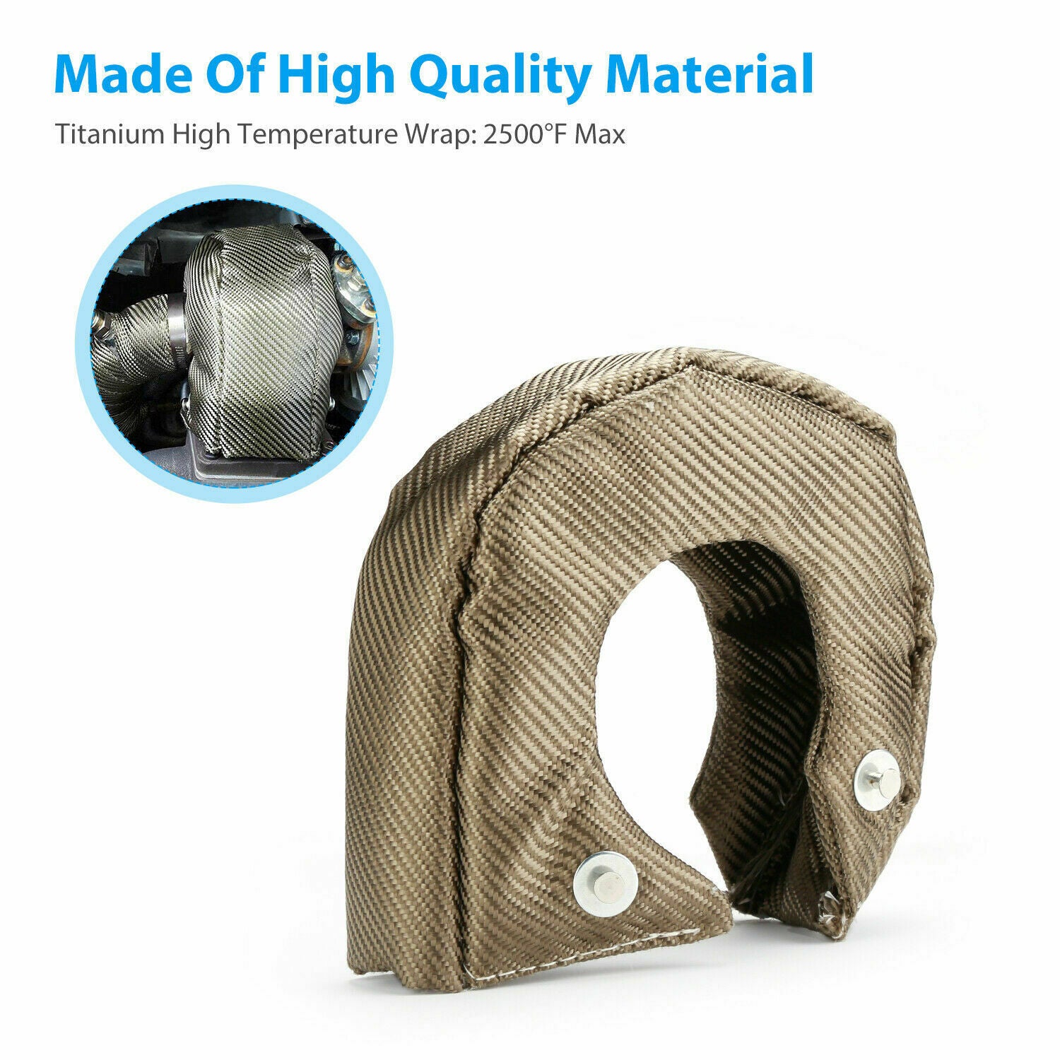 New Titanium T3 Fiber Turbo Blanket Heat Shield Barrier Turbocharger Cover Wrap