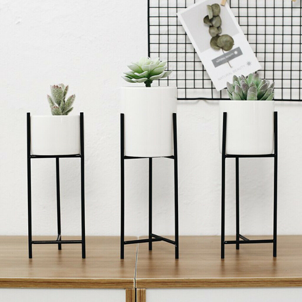 2pcs Minimalism Garden Planter Flowerpot with Iron Stand Plant Containers