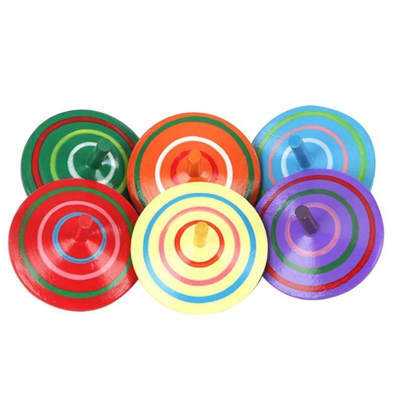 3Pcs/Set Handmade Painted Wooden Spinning Tops Educational Toys Gift for Kids