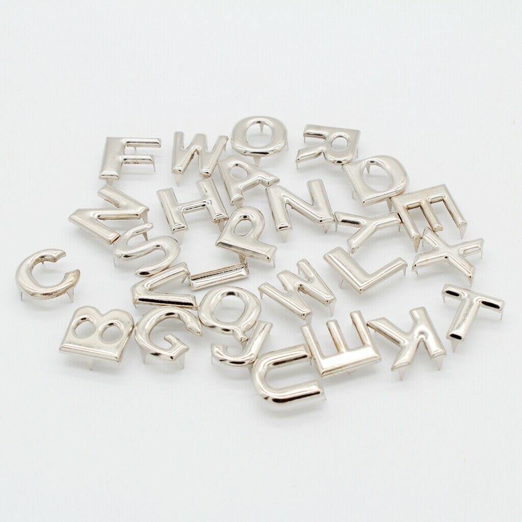 26 Pieces Metal English Alphabet Claw Rivets Studs Spikes Jacket Pants