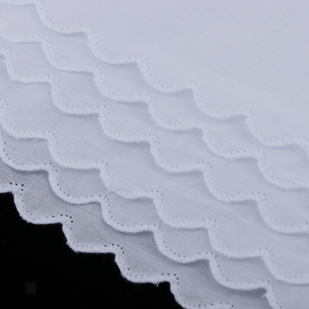 6x 100% cotton handkerchief wave trim DIY White Hanky Kerchief Square