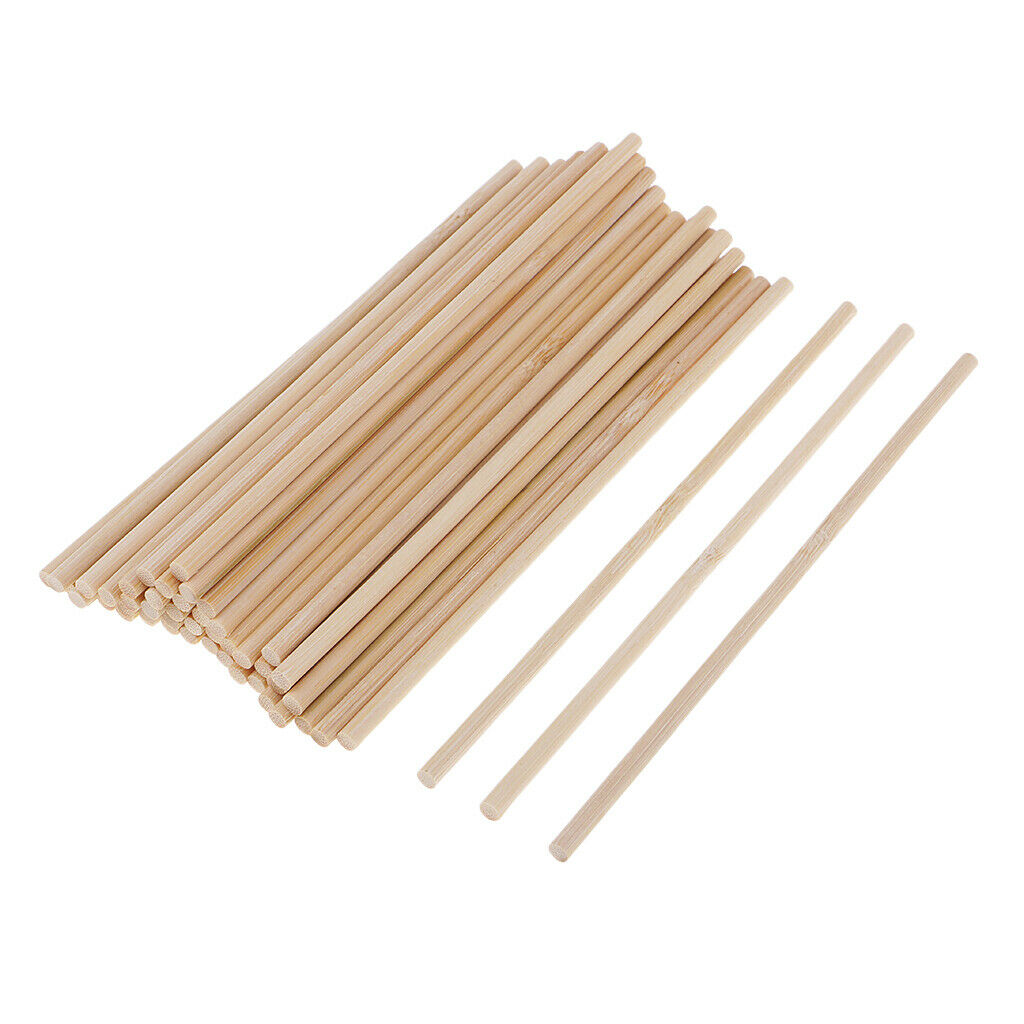 50 Pieces Bamboo Wood Stick Unpainted Wooden Round Stick Dowel Rod 150mm
