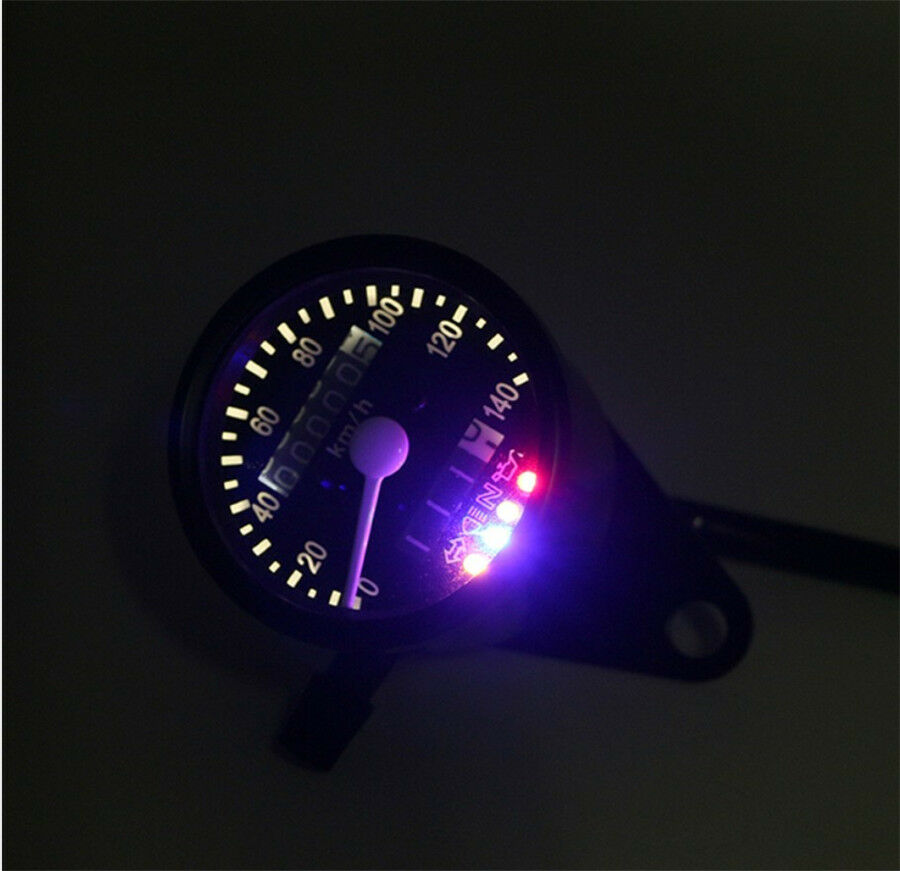 2in1 Motorcycle Black LED Tachometer Km/h Speedometer Odometer Gauge W/Bracket