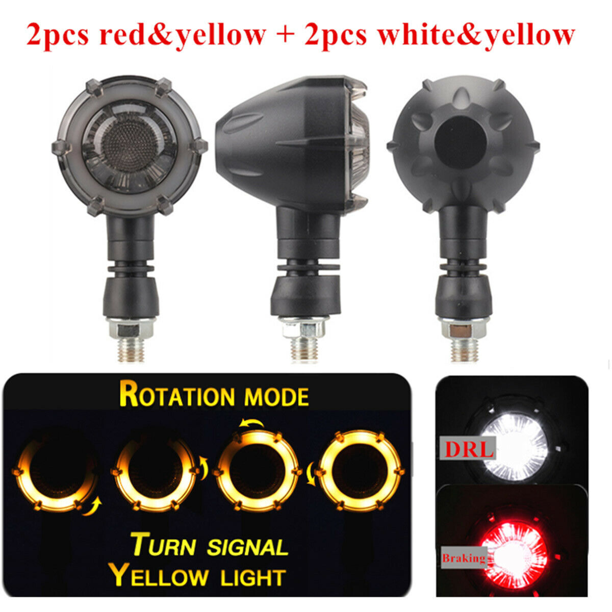 4PCS 3 in 1 Motorcycle ATV DRL LED mMobile Turn Signal Tail Light Waterproof