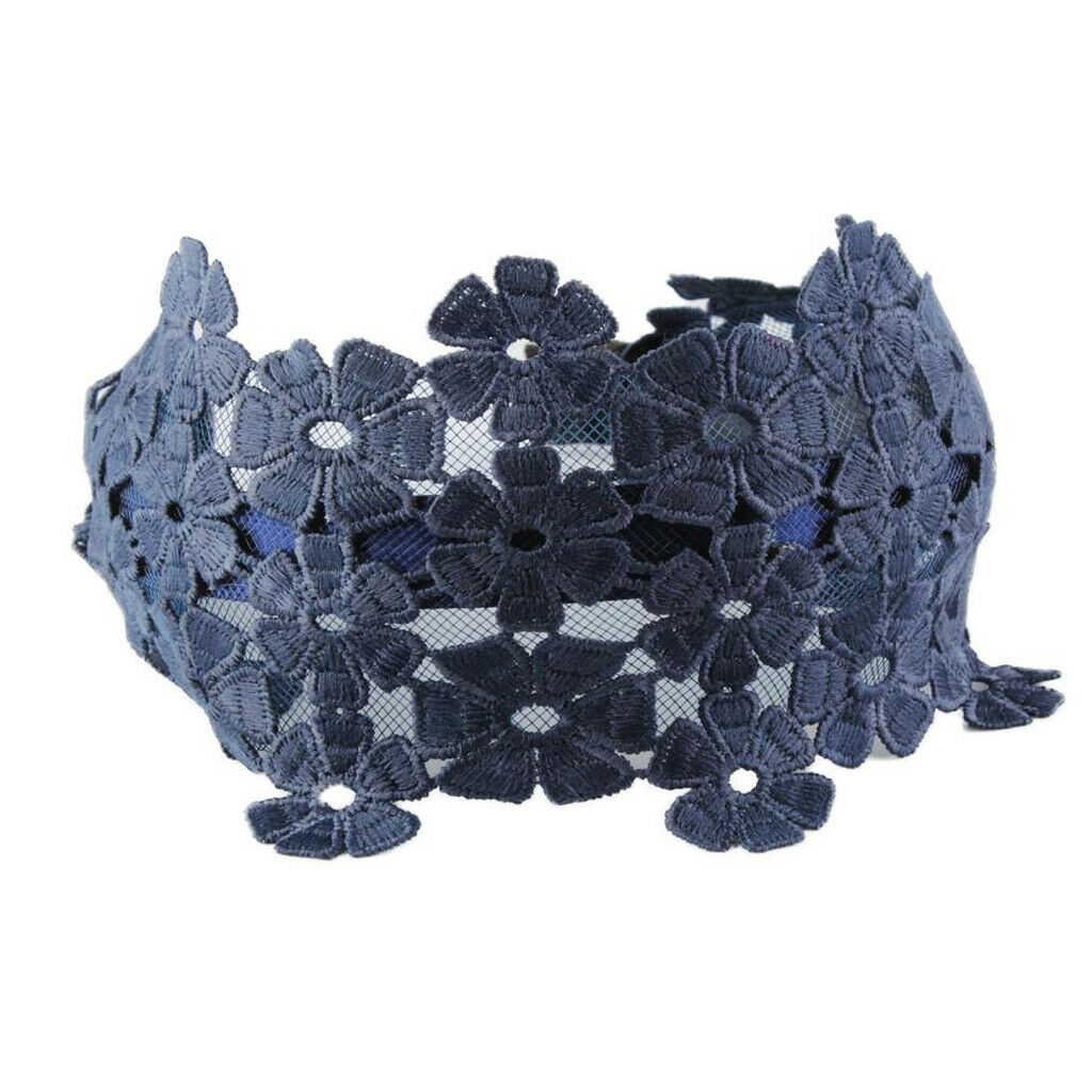 2 pieces Fashion Girl Floral Wide Headband Lace Flower Hair Hoop Head Wrap