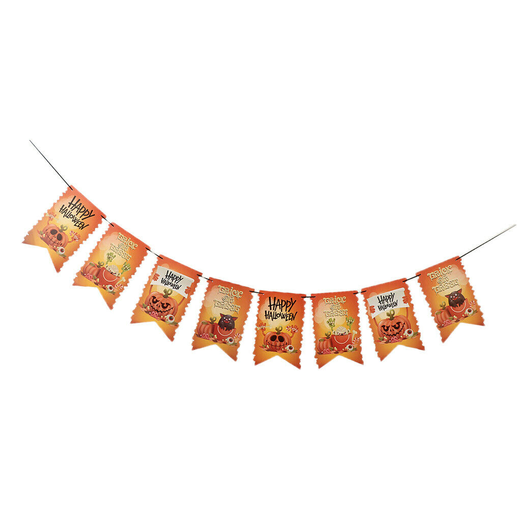 Trick or Treat Halloween Bunting Banner Pumpkin Garland Party Hanging Decor