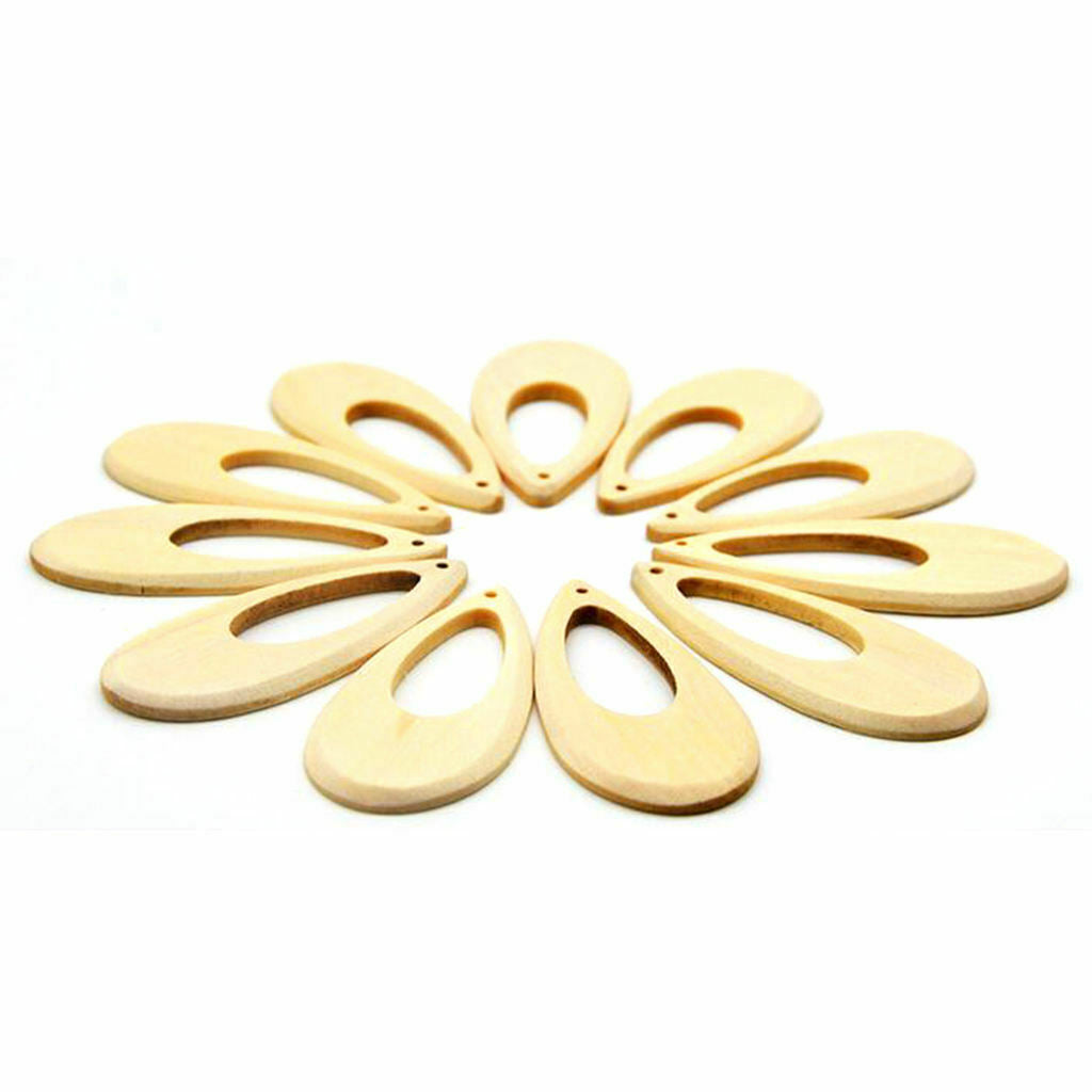 20x Drop Shapes Unfinished Wood Pendants Wooden Beads for DIY Earrings