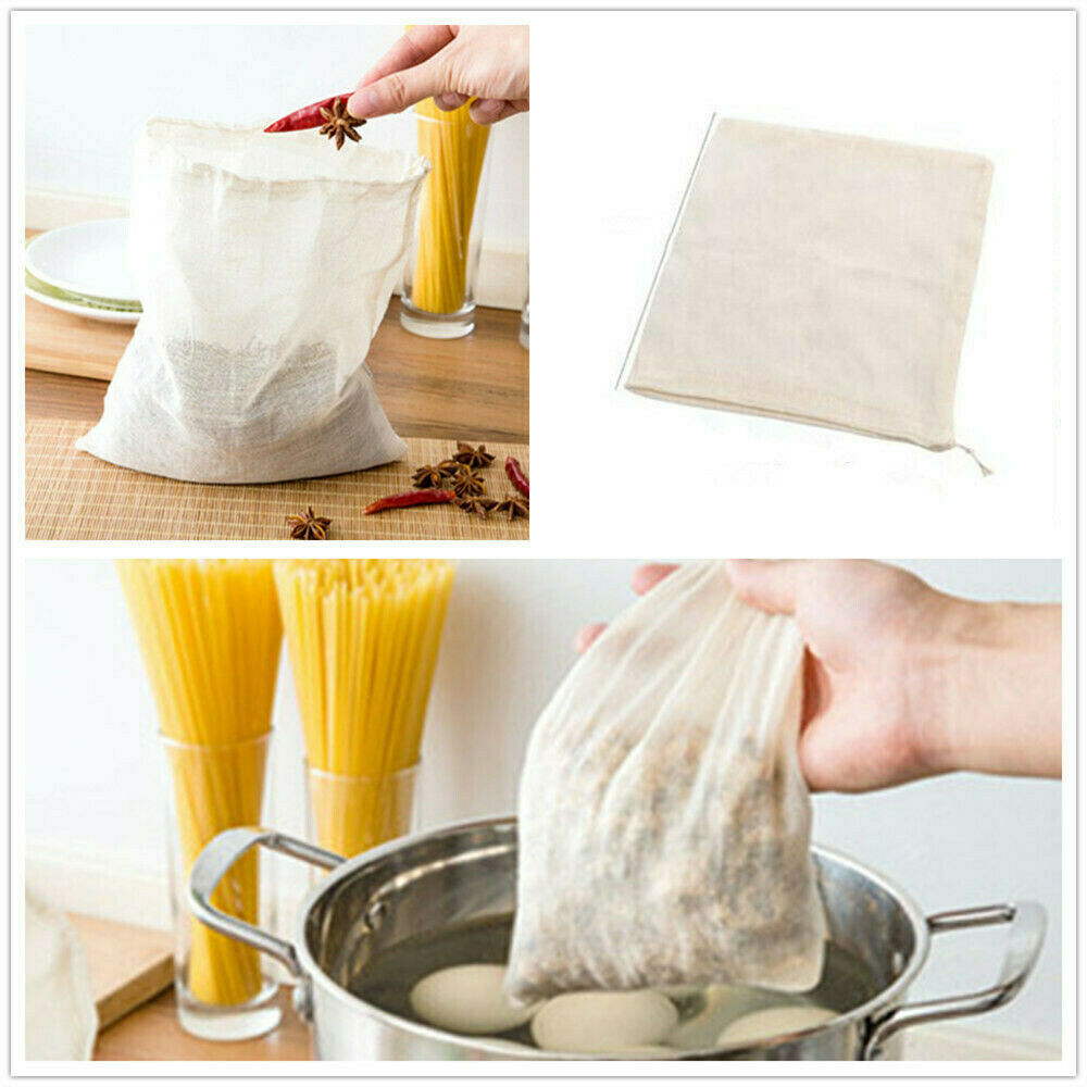 3* Cotton Nut Milk Bags Reusable Food Strainer Brew Coffee Juice Cheese Cloth ~