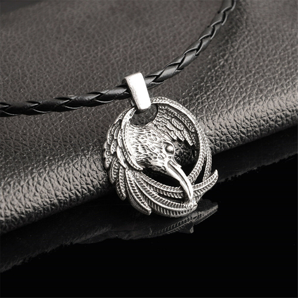 Fashion Men Viking Raven Helm Of Awe Rune Pendant Norse Amulet Necklace