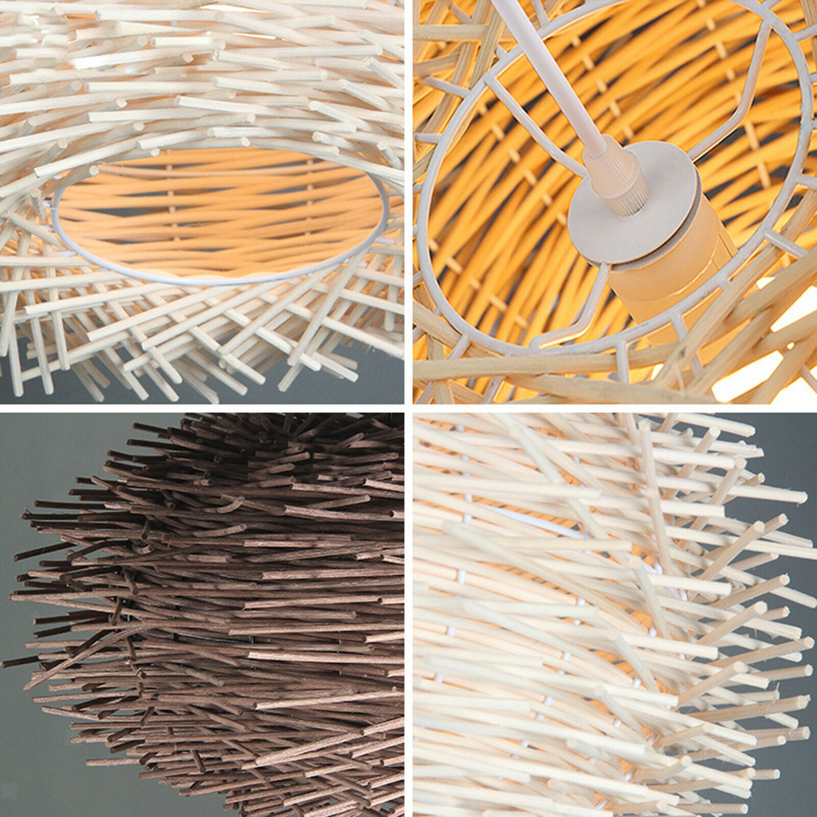 Rattan Pendant Light Shade Fixture Hanging Lamp Chandelier Lampshade Natural