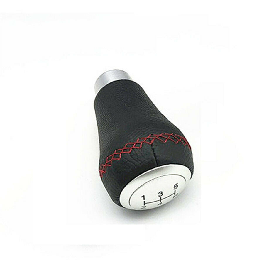 5 Speed Manual Gear Stick Shift Knob Handle Black & Red Line Leather Universal