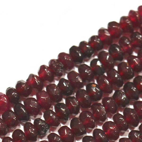 Pretty 4x6mm Garnet-colored jade abacus faceted gemstones scattered beads 15â€ AA