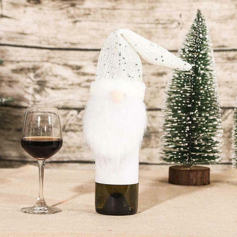 4 Pack Christmas Gnome Wine Bottle Covers Handmade Tomte Swedish Gnomes Toppers