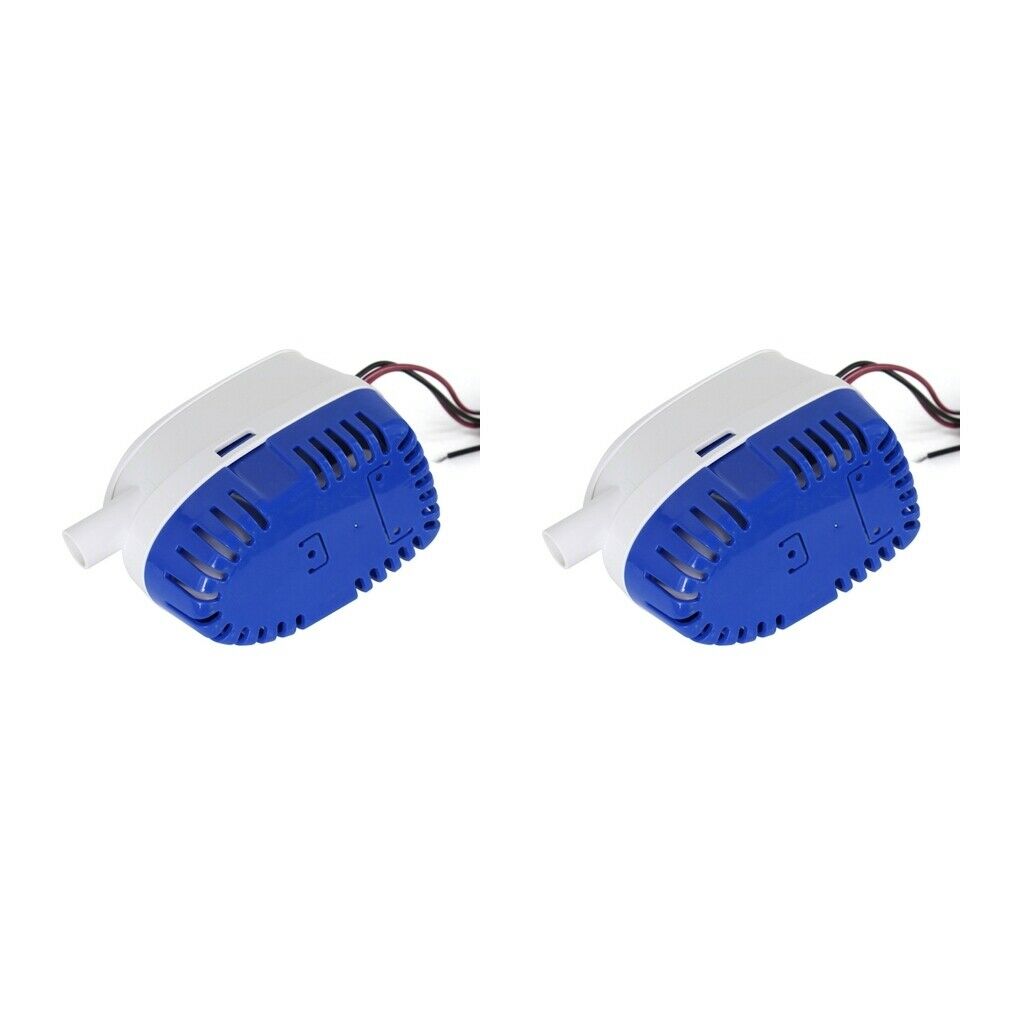 2x Automobile Bilge Water Pump Auto Motor for Boat Submersible White+Blue