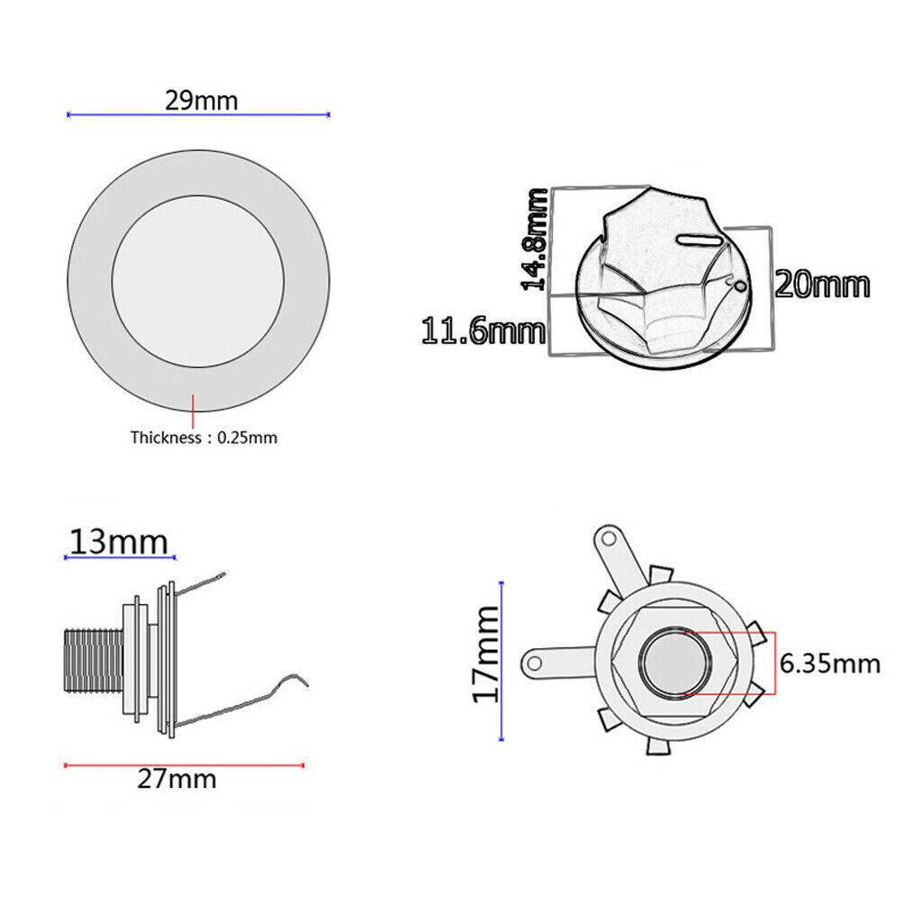 6.35mm Piezo Transducer Pickup with Knob For Guitar Violin Ukulele Mandolin