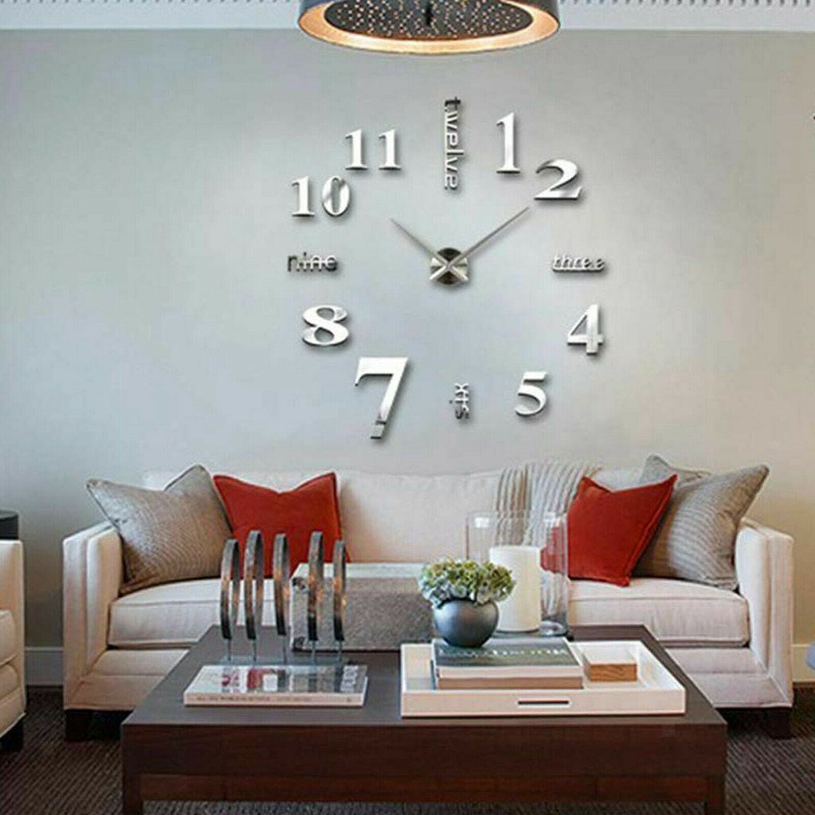 Mirror Wall Clock DIY Wall Stickers Modern Big Home Living Room Office Decor