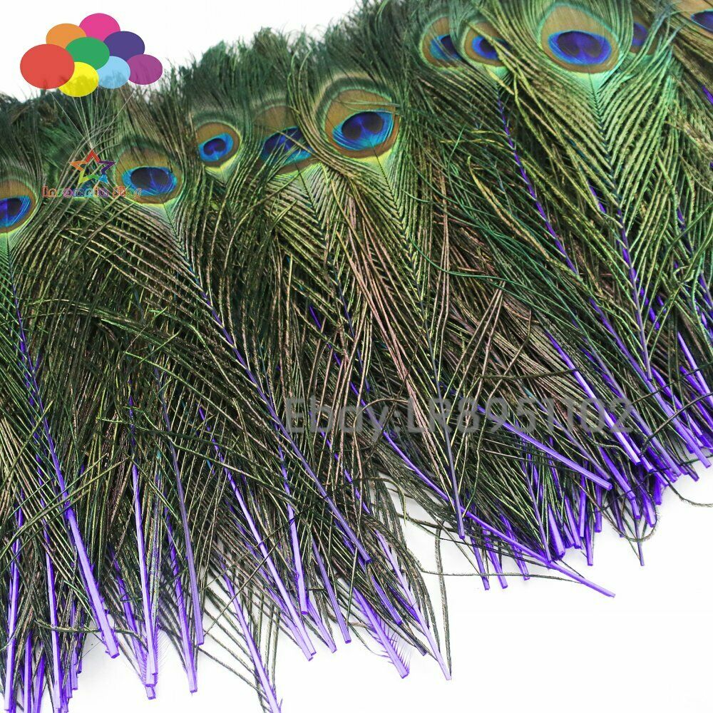 High quality purple peacock feathers 25-32cm beautiful 100pcs jewelry decoration