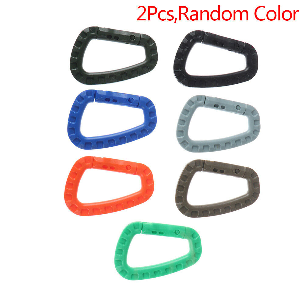 2 Pcs Plastic Carabiner D-Ring Key Chain Clip Hook Outdoor Camping Buckle Sn Kt