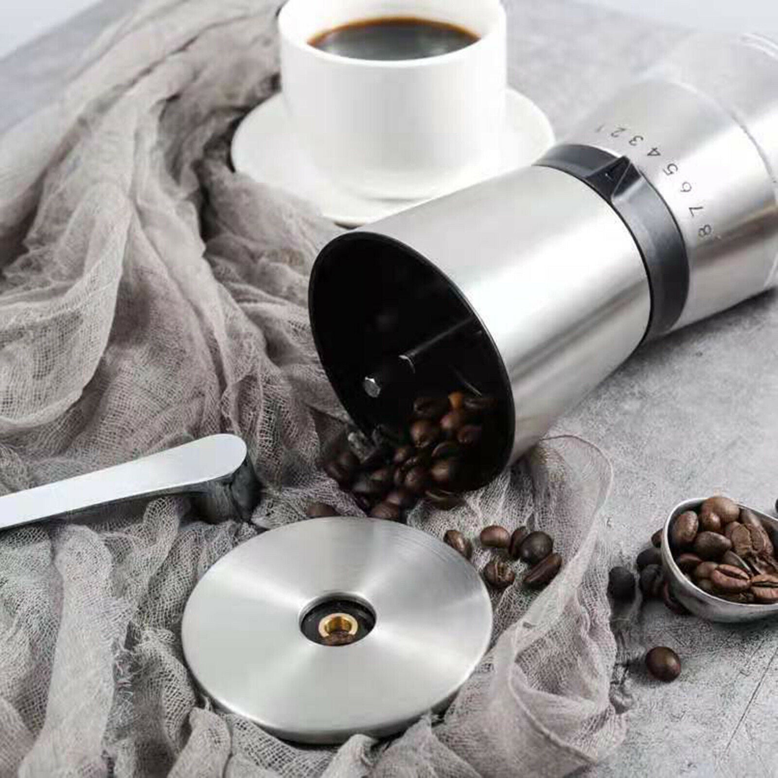 Durable Portable Manual Coffee Grinder with Adjustable 8 Setting Hand Mill for