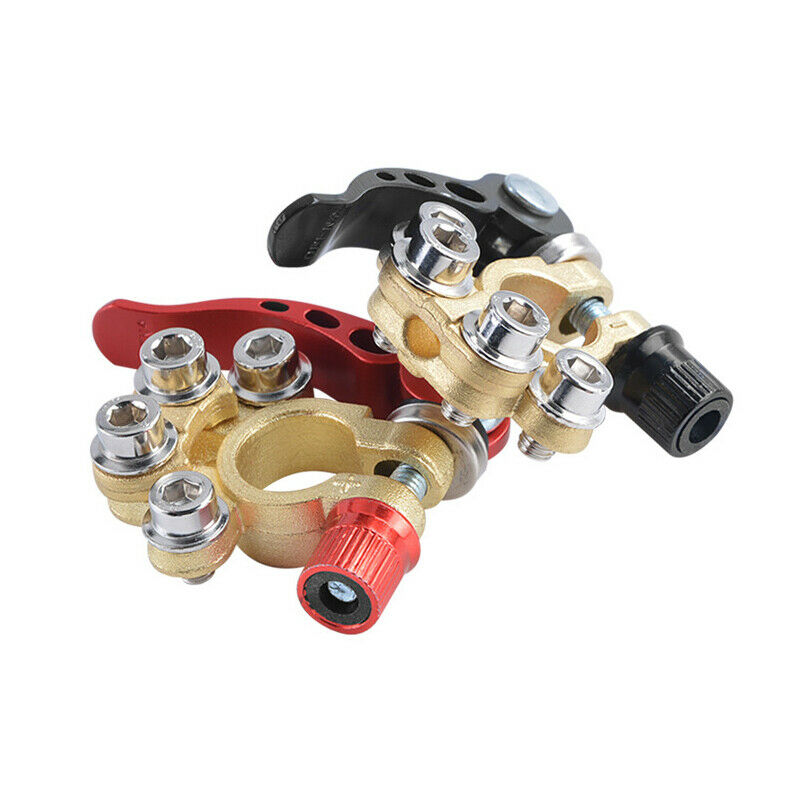 2PCS Brass Car Truck Battery Terminal with Disconnect Switch Positive & Negative