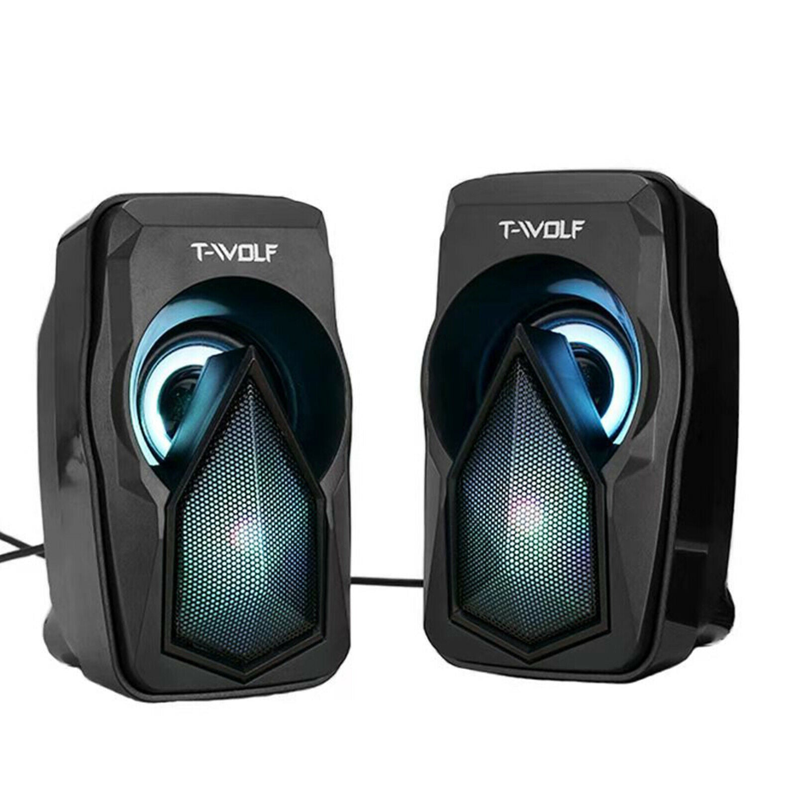 Portable Mini USB Powered Computer Speakers with RGB Light 3.5MM Audio
