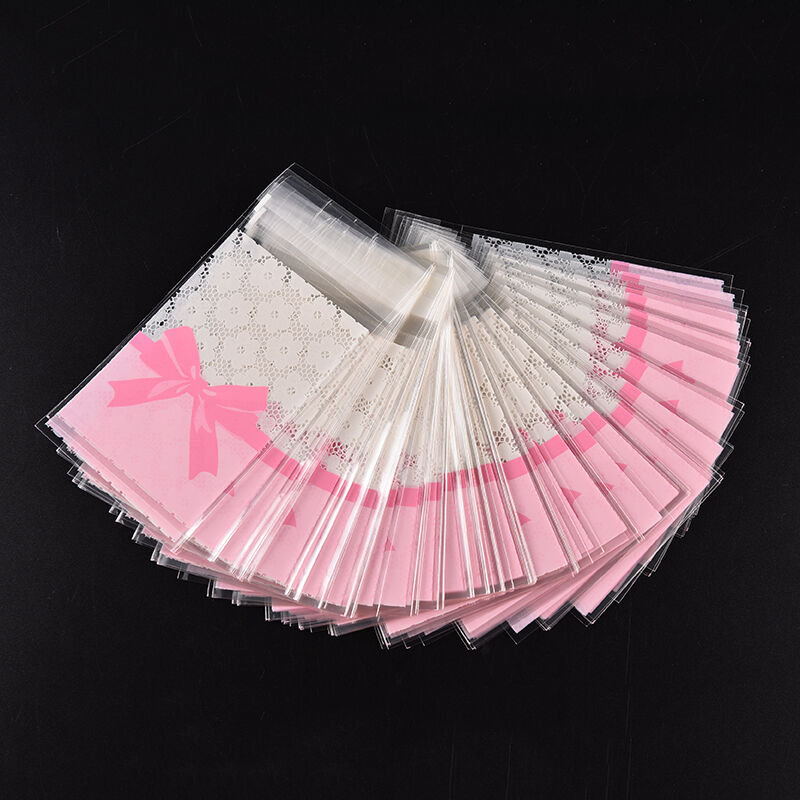 100X Flower Lace Pastry Cookie DIY Gifts Self-Adhesive Plastic Cellophane .l8