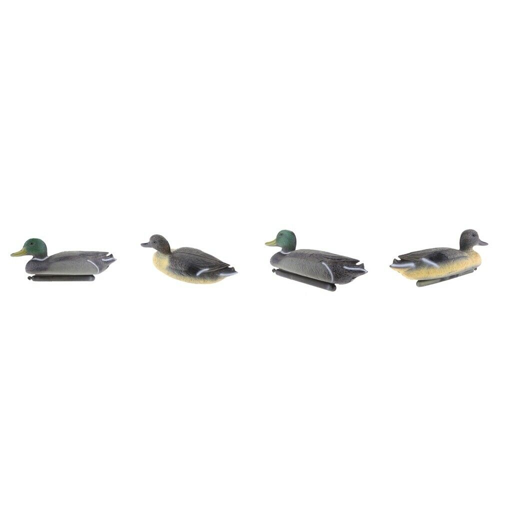 Set of 4 Plastic Mallard Duck Hunting Decoy Ornament Garden Decoration